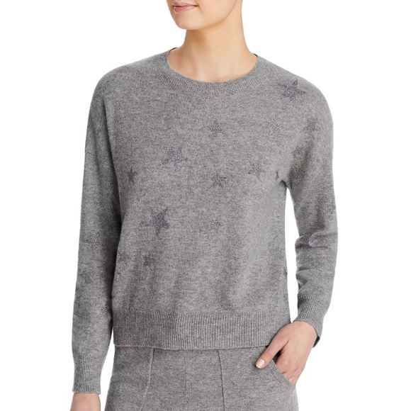 27 Miles Malibu Sweaters - 27 Miles Malibu Heathered Gray Sparkle Glitter Star 100% Cashmere Sweater XS/S